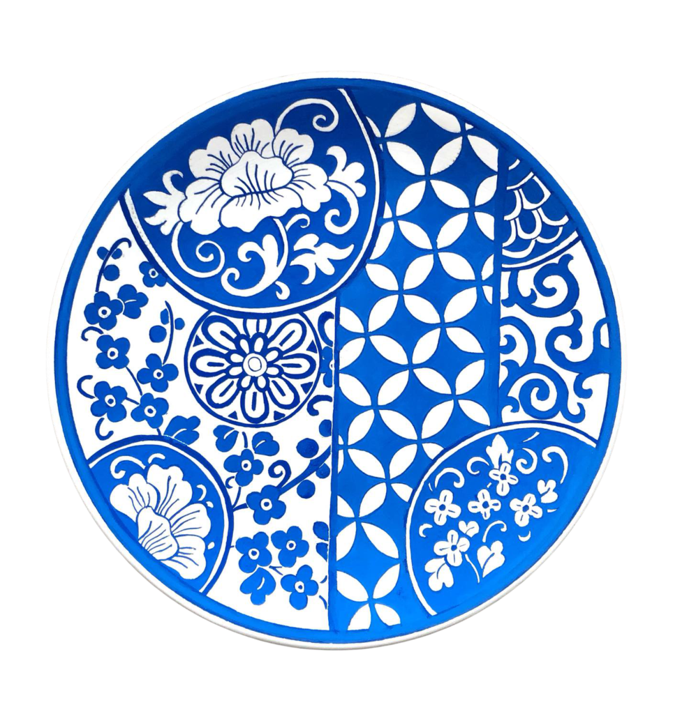 Mavi Beyaz Dekoratif Çini Tabak